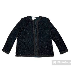 Vintage Papell Boutique Black Beaded Evening Jacket Size S